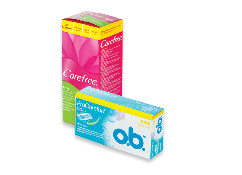 Higieniniams įklotams, tamponams CAREFREE ir O.B.
			, 
				 Įvairių rūšių Ir IKI EXPRESS