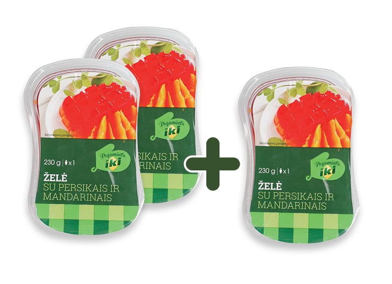 Želė su persikais ir mandarinais
			, 
				 230 g, 1,49 Eur/vnt. Ir IKI EXPRESS