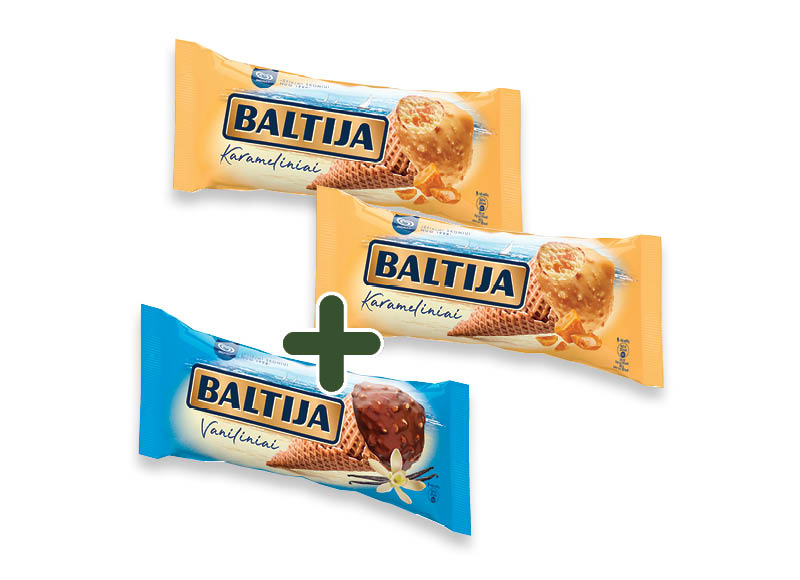 Valgomieji ledai BALTIJA vafliniame ragelyje
			, 
				 140 ml, 150 ml, 4 rūšių 1,65 Eur/vnt. Ir IKI EXPRESS