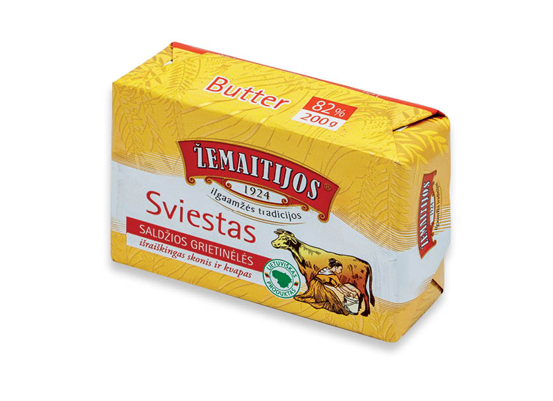 ŽEMAITIJOS saldžios grietinėlės sviestas, 200 g, 82 % rieb., 6,45 Eur/kg. Ir IKI EXPRESS