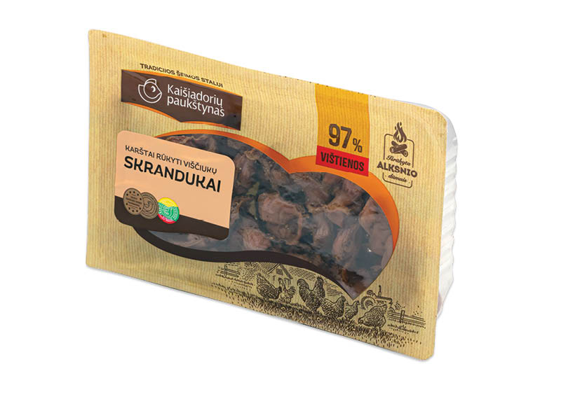 Karštai rūkyti viščiukų broilerių skrandukai KAIŠIADORIŲ PAUKŠTYNAS
			, 
				 250 g, 7,96 Eur/kg