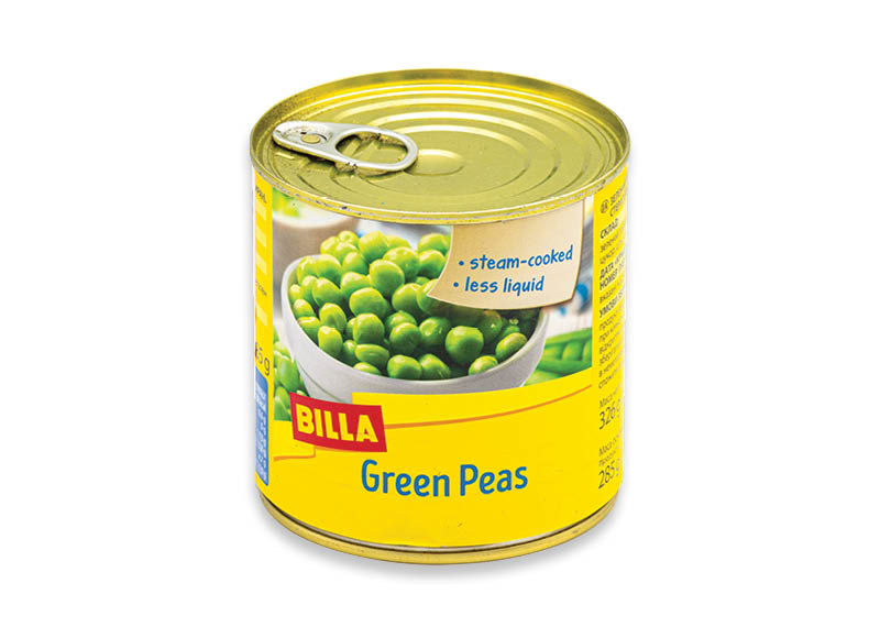 BILLA garuose ruošti žalieji žirneliai
			, 
				 425 ml, 1,86 Eur/l. A lygio parduotuvėse
