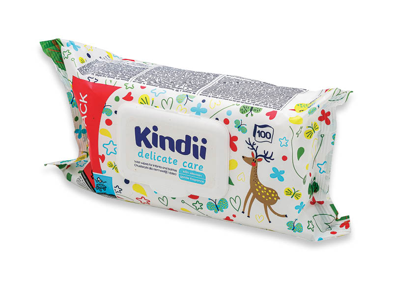 Drėgnosios servetėlės KINDII DELICATE CARE
			, 
				 100 vnt., 0,02 Eur/vnt. A lygio parduotuvėse