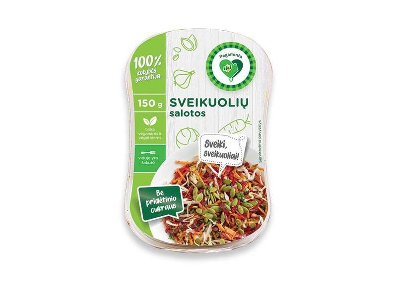 PAGAMINTA IKI SVEIKUOLIŲ salotos
			, 
				 150 g, 5,93 Eur/kg. Ir IKI EXPRESS