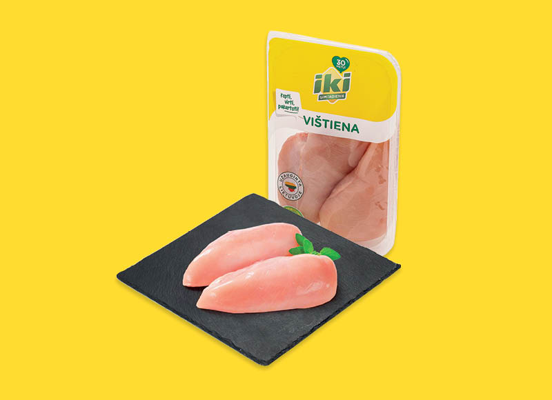 IKI šviežia viščiukų broilerių filė
,
(užauginta be antibiotikų) 500 g, 5,98 Eur/kg Ir IKI EXPRESS IKI šviežia viščiukų broilerių filė
,
(užauginta be antibiotikų) 500 g, 5,98 Eur/kg Ir IKI EXPRESS