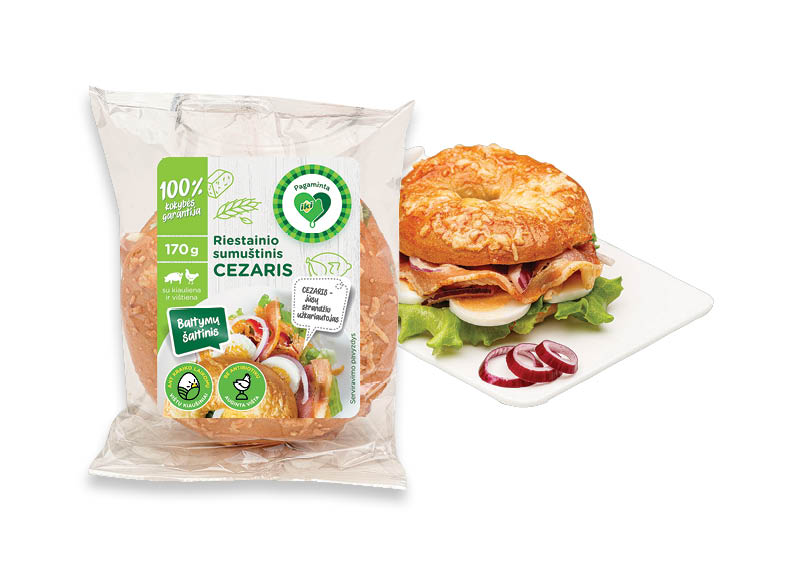 PAGAMINTA IKI riestainio sumuštinis CEZARIS
			, 
				 170 g, 9,35 Eur/kg. A lygio parduotuvėse. Ir IKI EXPRESS
