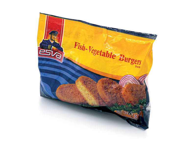 ESVA žuvų daržovių kepsneliai
			, 
				 365 g, 4,63 Eur/kg. A lygio parduotuvėse