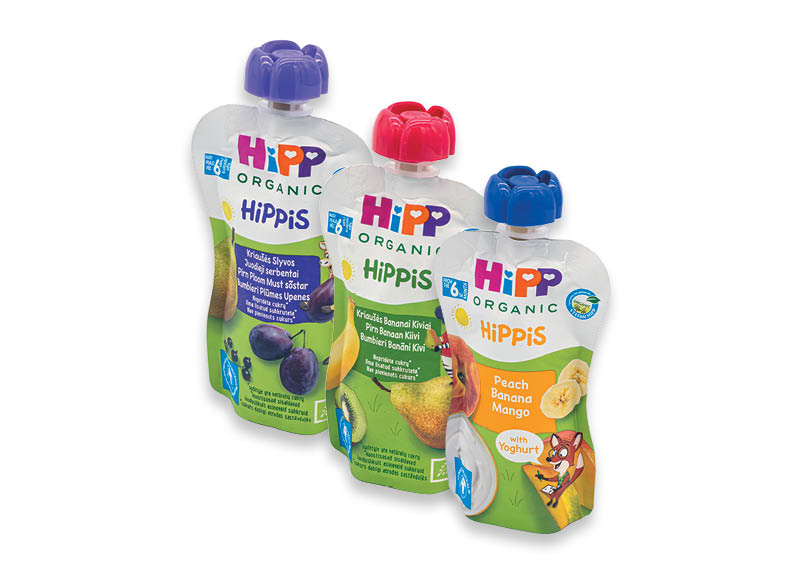 Vaisinėms tyrelėms HIPP
			, 
				 100 g, 8 rūšių 12,50 Eur/ kg. A lygio parduotuvėse