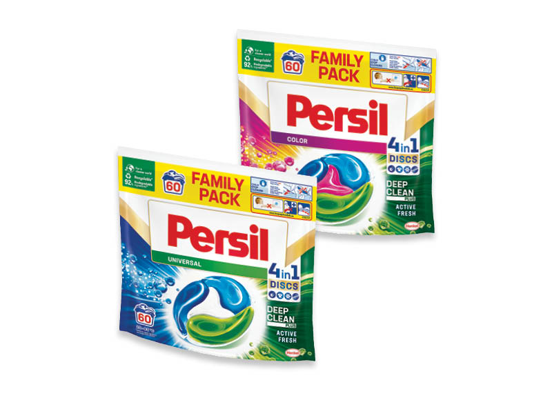 Skalbimo kapsulės PERSIL DISCS
			, 
				 60 vnt./pak., 2 rūšių. 0,22 Eur/vnt.