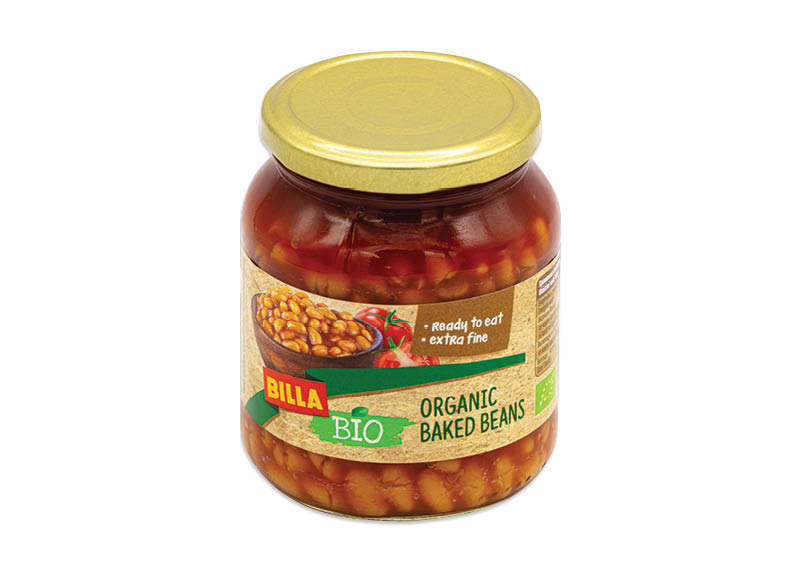 BILLA BIO ekologiškos pupelės pomidorų padaže, 370 g, 2,68 Eur/kg. A lygio parduotuvėse