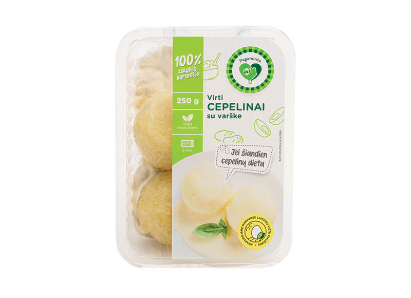Virti cepelinai su varške
			, 
				 250 g, 8,36 Eur/kg.A lygio parduotuvėse