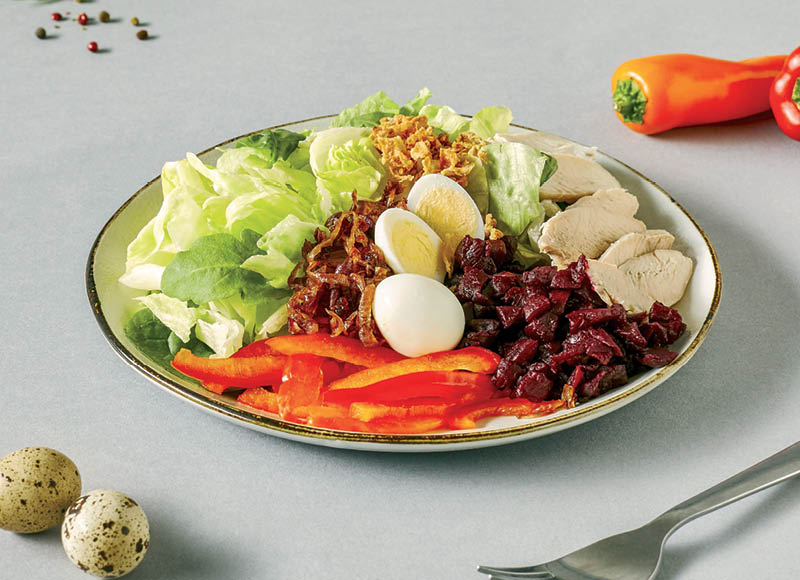 Salotos su virta kalakutiena ir putpelių kiaušiniais
			, 
				 220 g, 11,32 Eur/kg.A lygio parduotuvėse