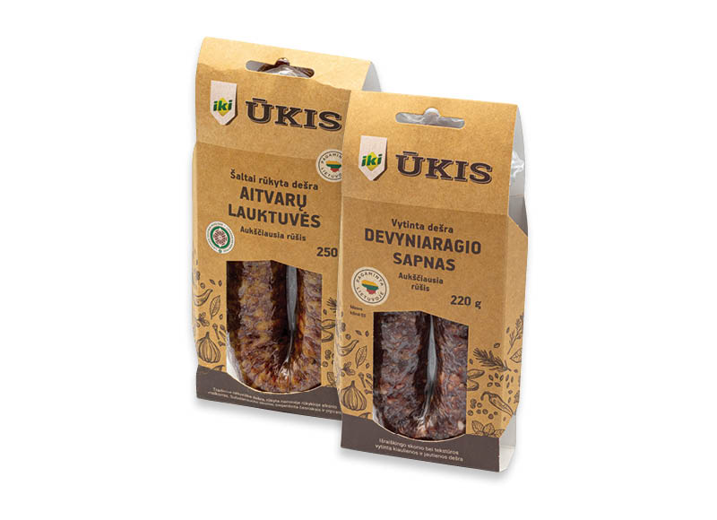 IKI ŪKIS šaltai rūkytoms ir vytintoms dešroms, 220 g, 250 g, 2 rūšių. A lygio parduotuvėse. Ir IKI EXPRESS