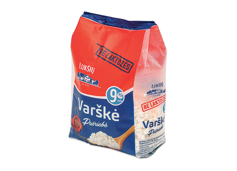 LUKŠIŲ varškė be laktozės
			, 
				 9 % rieb., 400 g 6,23 Eur/kg. A lygio parduotuvėse