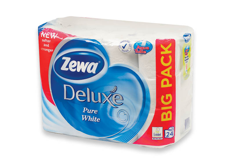 Tualetinis popierius ZEWA DELUXE PURE WHITE
			, 
				 24 rit./pak., 0,42 Eur/rit. A lygio parduotuvėse