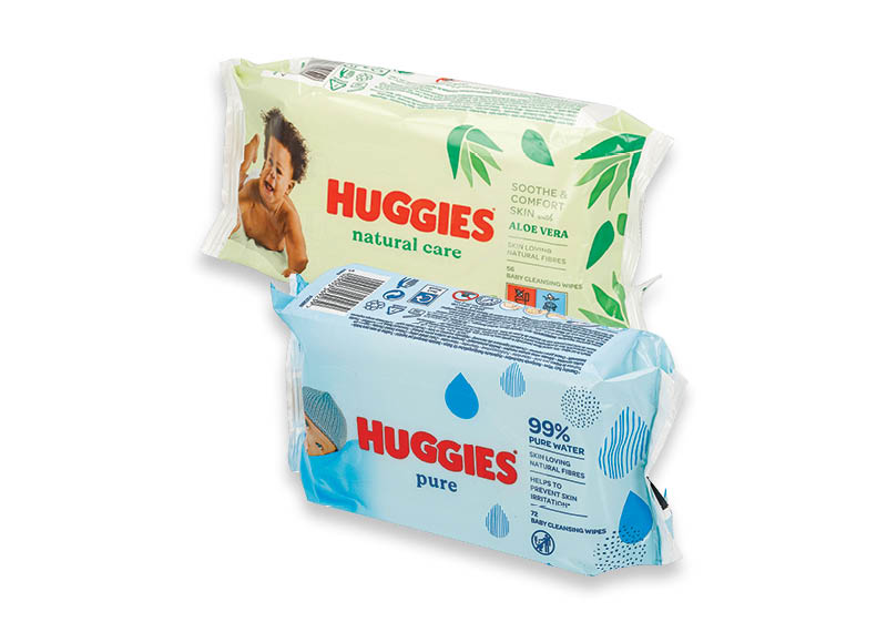 Drėgnosios servetėlės HUGGIES
			, 
				 56 vnt., 72 vnt., 2 rūšių.A lygio parduotuvėse