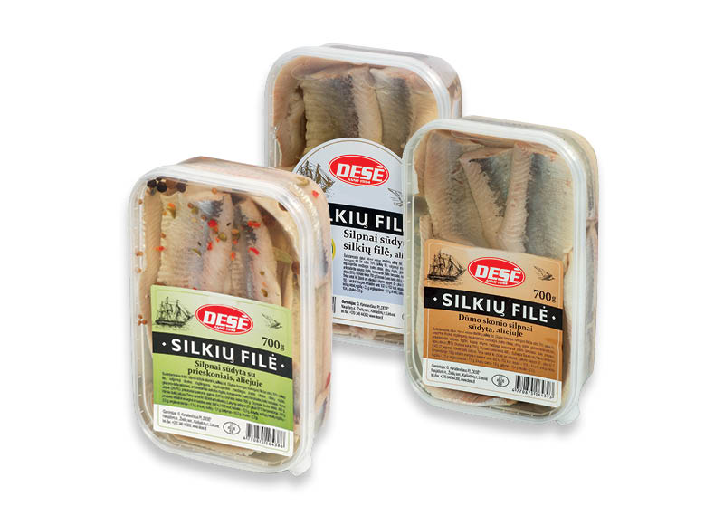 Silpnai sūdytai silkių filė su prieskoniais aliejuje DESĖ
			, 
				 700 g, 3 rūšių