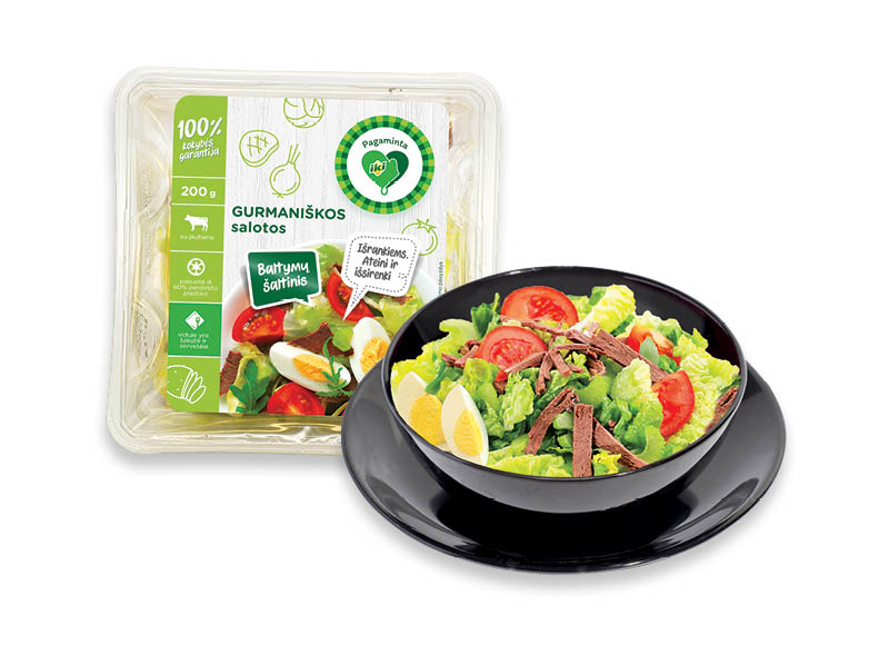 PAGAMINTA IKI GURMANIŠKOS salotos, 200 g, 7,95 Eur/kg. Ir IKI EXPRESS