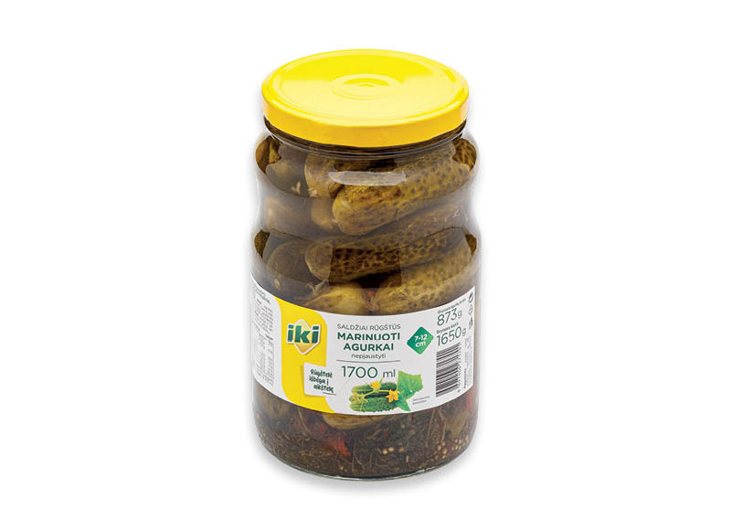IKI marinuoti agurkai
,
1650 g, 1,21 Eur/kg. A lygio parduotuvėse IKI marinuoti agurkai
,
1650 g, 1,21 Eur/kg. A lygio parduotuvėse