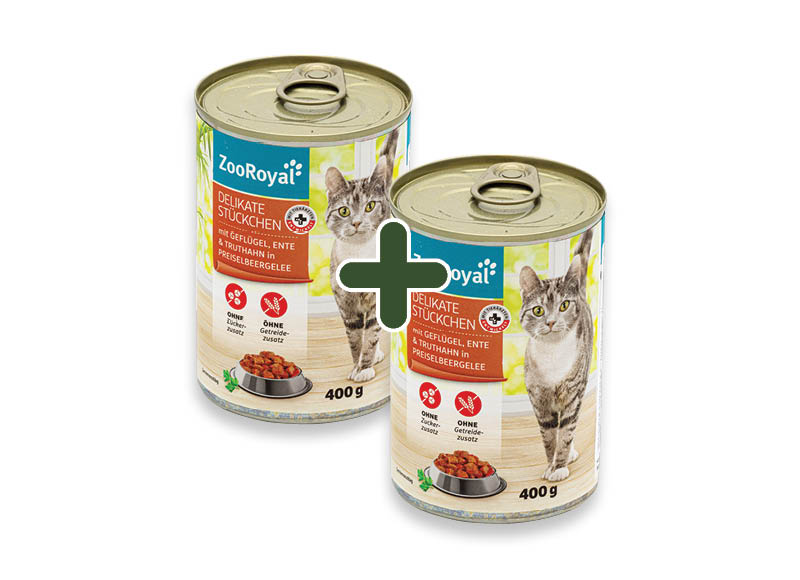 Visavertis suaugusių kačių pašaras ZOOROYAL su paukštiena drebučiuose
			, 
				 400 g, 1,69 Eur/vnt. A lygio parduotuvėse