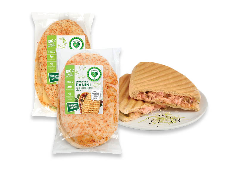 PAGAMINTA IKI Sumuštiniams PANINI
			, 
				 220 g, 250 g, 3 rūšių. Ir IKI EXPRESS