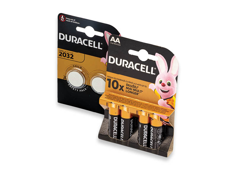 DURACELL elementams
			, 
				 Įvairių rūšių