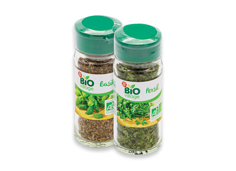 BIO VILLAGE prieskoniams
			, 
				 9 g, 11 g, 38 g, 56 g, 4 rūšių. A lygio parduotuvėse