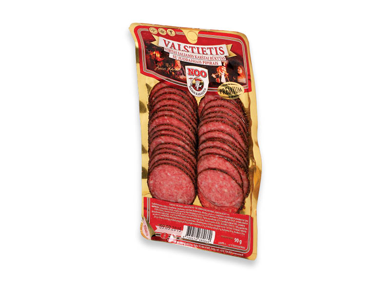 Saliami VALSTIETIS su juodaisiais pipirais griežinėliais
			, 
				 90 g, 22,11 Eur/kg. A lygio parduotuvėse