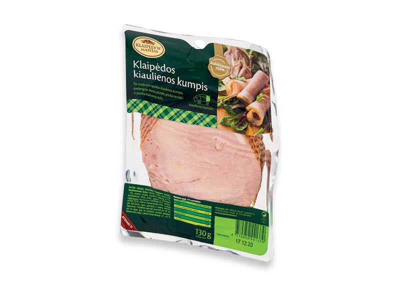 Karštai rūkytas KLAIPĖDOS kiaulienos kumpis griežinėliais
			, 
				 130 g, 12,23 Eur/kg. A lygio parduotuvėse