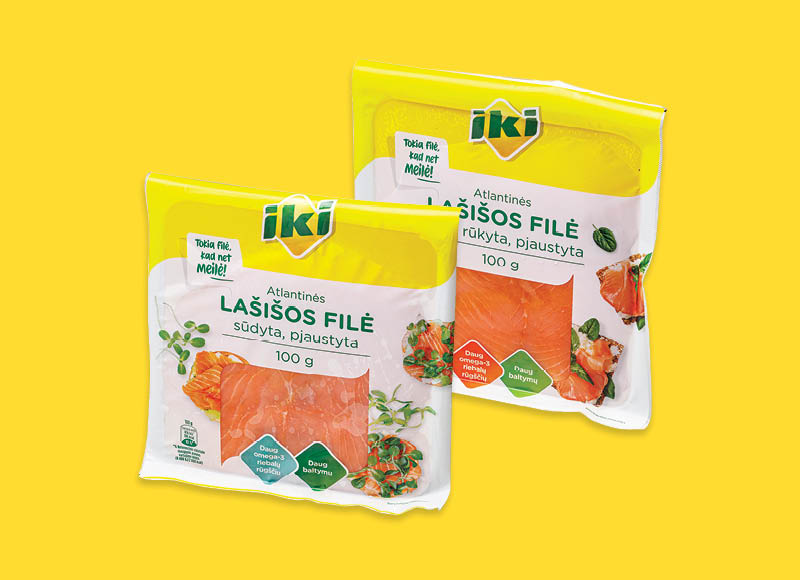 IKI sūdytai ir šaltai rūkytai atlantinių lašišų filė
,
100 g, 2 rūšių, 24,90 Eur/kg. Ir IKI EXPRESS IKI sūdytai ir šaltai rūkytai atlantinių lašišų filė
,
100 g, 2 rūšių, 24,90 Eur/kg. Ir IKI EXPRESS