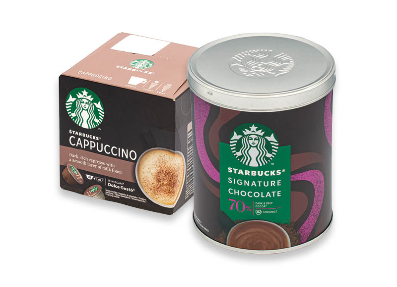 Kapsulėms ir kakavai STARBUCKS
			, 
				 7 rūšių. A lygio parduotuvėse. Ir IKI EXPRESS
