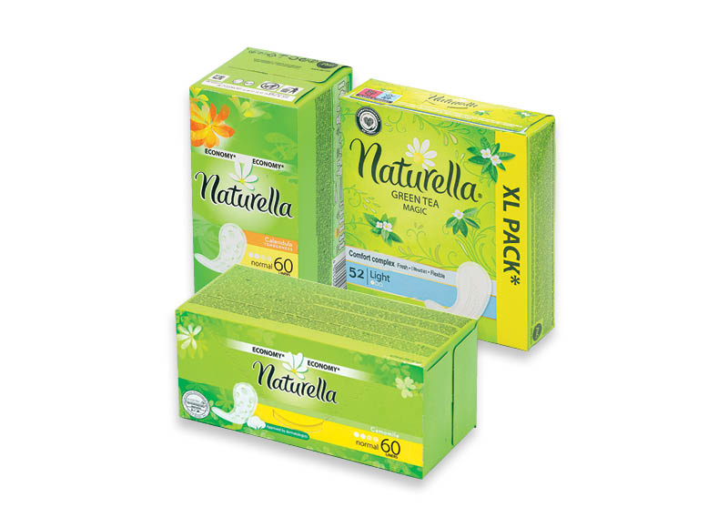 Hiegieniniams įklotams NATURELLA
			, 
				 52 vnt., 3 rūšių