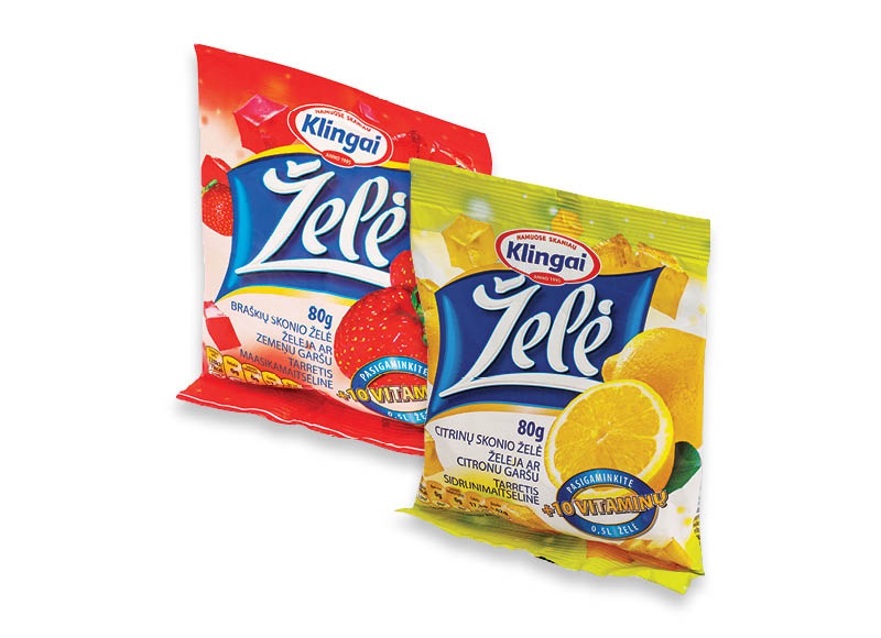 Želė KLINGAI
			, 
				 80 g, 6 rūšių, 6,88 Eur/kg