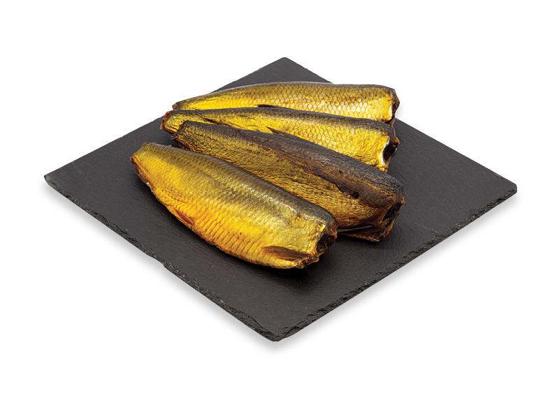 Karštai rūkytos skrostos atlantinės silkės be galvų, be uodegų
			, 
				 (Sveriamoje vitrinoje) 1 kg. A lygio parduotuvėse