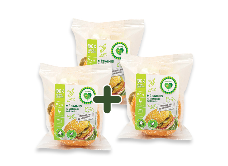 PAGAMINTA IKI mėsainis su vištienos maltinuku
,
160 g, 1,69 Eur/vnt. Ir IKI EXPRESS PAGAMINTA IKI mėsainis su vištienos maltinuku
,
160 g, 1,69 Eur/vnt. Ir IKI EXPRESS