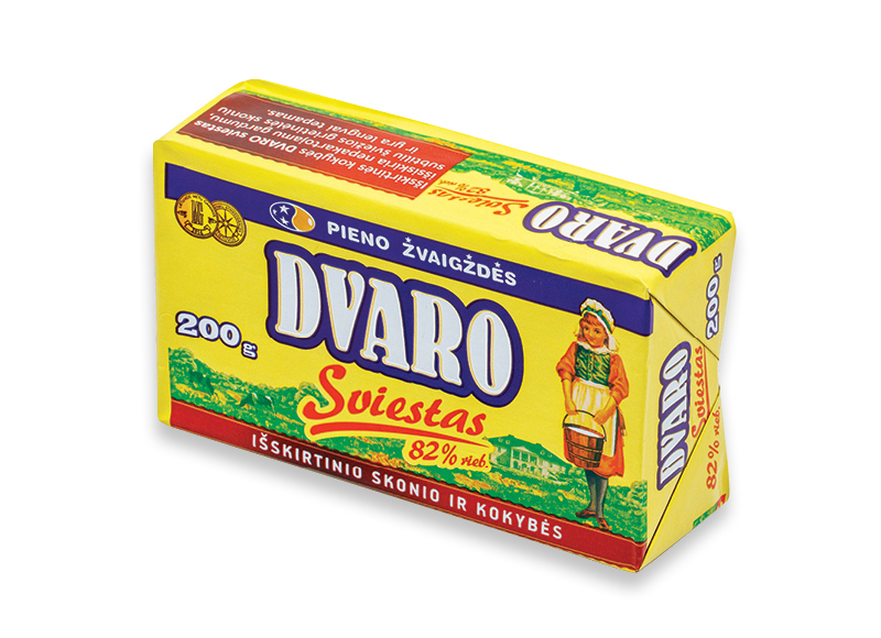 DVARO saldžios grietinėlės sviestas
			, 
				 200 g, 82 % rieb., 12,95 Eur/kg