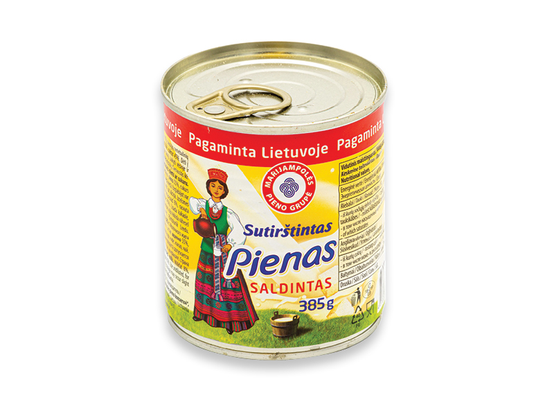 Saldintas sutirštintas pienas LIETUVAITĖ
			, 
				 385 g, 8 % rieb., 4,65 Eur/kg. A lygio parduotuvėse