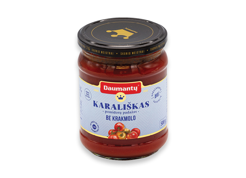 DAUMANTŲ KARALIŠKAS pomidorų padažas be krakmolo
,
500 g, 2,38 Eur/kg. A lygio parduotuvėse DAUMANTŲ KARALIŠKAS pomidorų padažas be krakmolo
,
500 g, 2,38 Eur/kg. A lygio parduotuvėse