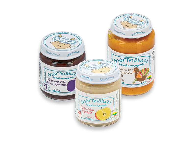 Kūdikių tyrelėms MARMALUZI
			, 
				 100 g, 190 g, įvairių rūšių