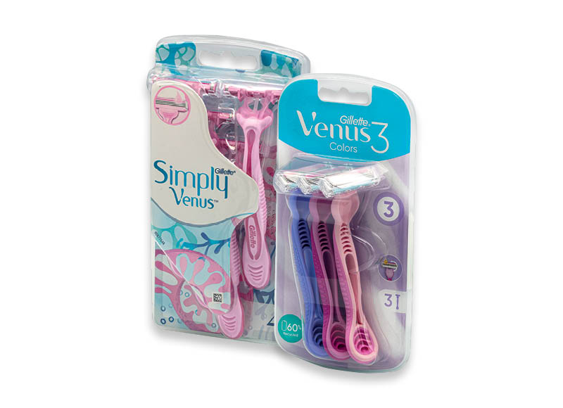 Moteriškiems vienkartiniams skustuvams GILLETTE VENUS
			, 
				 3 vnt., 4 vnt., 6 vnt., 4 rūšių. Ir IKI EXPRESS