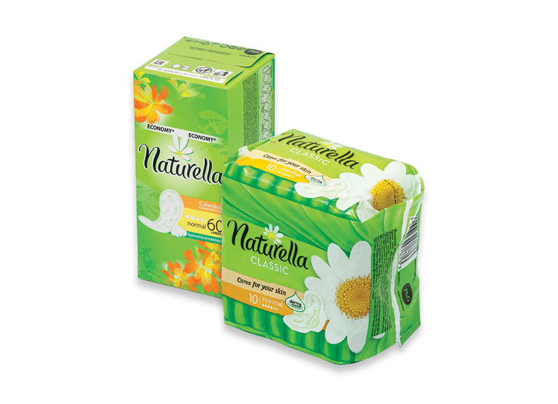 Higieniniams įklotams ir paketams NATURELLA
			, 
				 Įvairių rūšių
