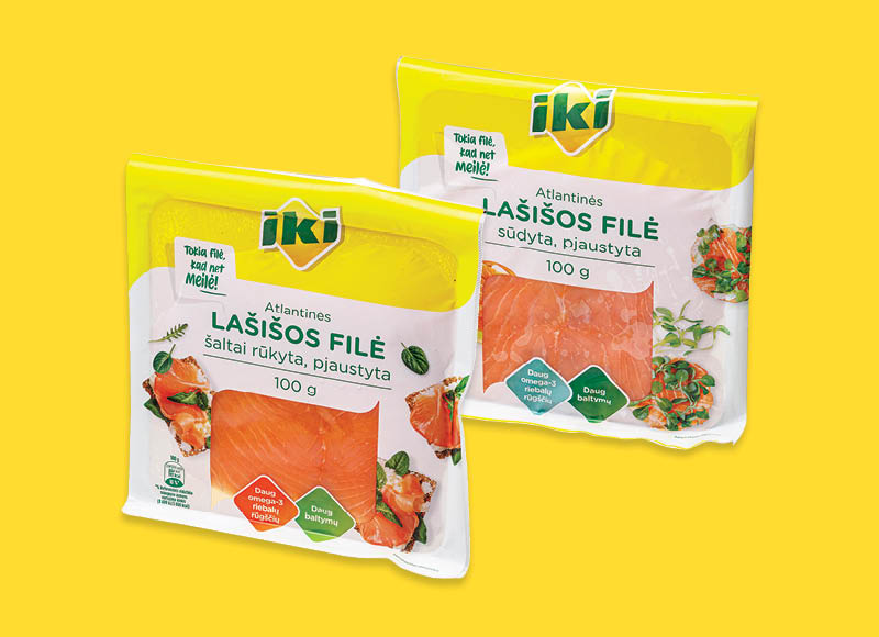 IKI sūdytai ar šaltai rūkytai atlantinių lašišų filė
,
100 g, 2 rūšių, 24,99 Eur/kg. Ir IKI EXPRESS IKI sūdytai ar šaltai rūkytai atlantinių lašišų filė
,
100 g, 2 rūšių, 24,99 Eur/kg. Ir IKI EXPRESS