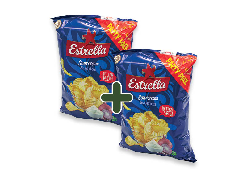 ESTRELLA ving.pjaust. grietinės ir svogūn/ sk.bulvių traškučiai
			, 
				 180 g, 2,59 Eur/vnt. A lygio parduotuvėse