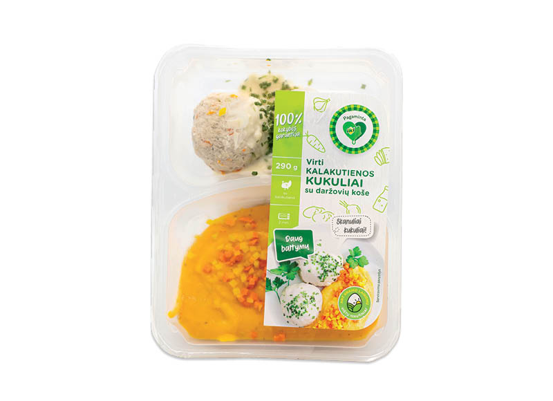PAGAMINTA IKI virti kalakutienos kukuliai su daržovių koše
			, 
				 290 g, 11,00 Eur/kg. A lygio parduotuvėse