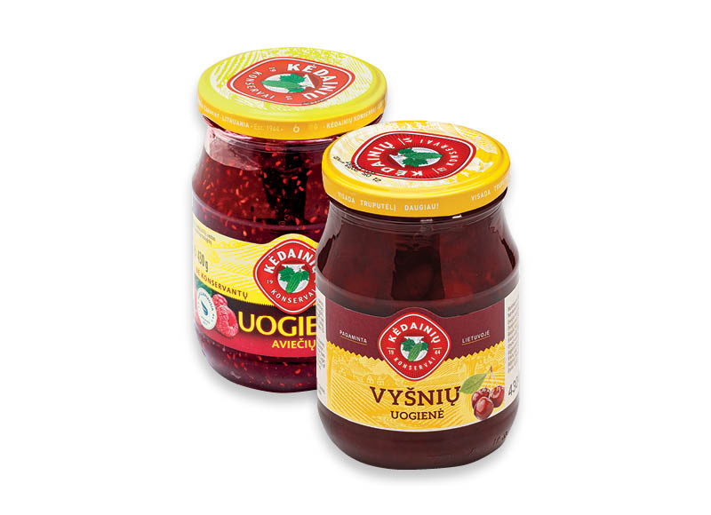 KĖDAINIŲ džemams ir uogienėms
			, 
				 260 g, 330 g, 420 g, 430 g, įvairių rūšių. A lygio parduotuvėse