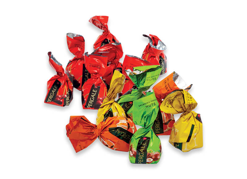 Sveriamiems saldainiams PERGALĖ MIX, CHERRY ir VOVERAITĖ
			, 
				 1 kg, 3 rūšių. A lygio parduotuvėse