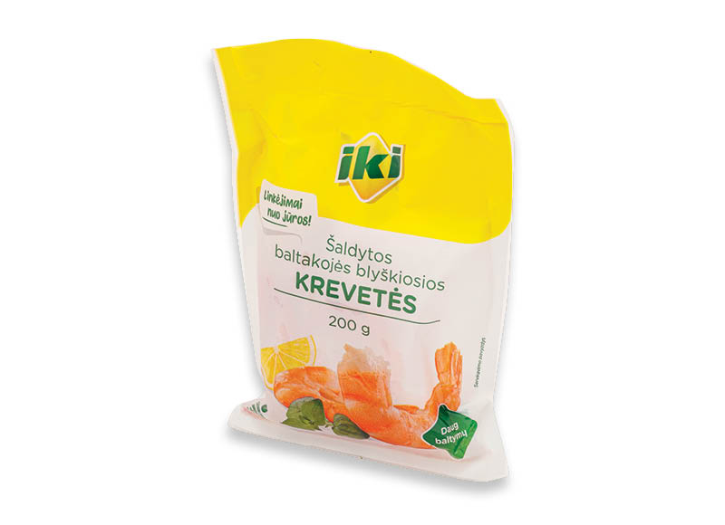 IKI šaldytos apvirtos baltakojės blyškiosios krevetės be kiautų, su uodegomis
			, 
				 200 g, 19,45 Eur/kg