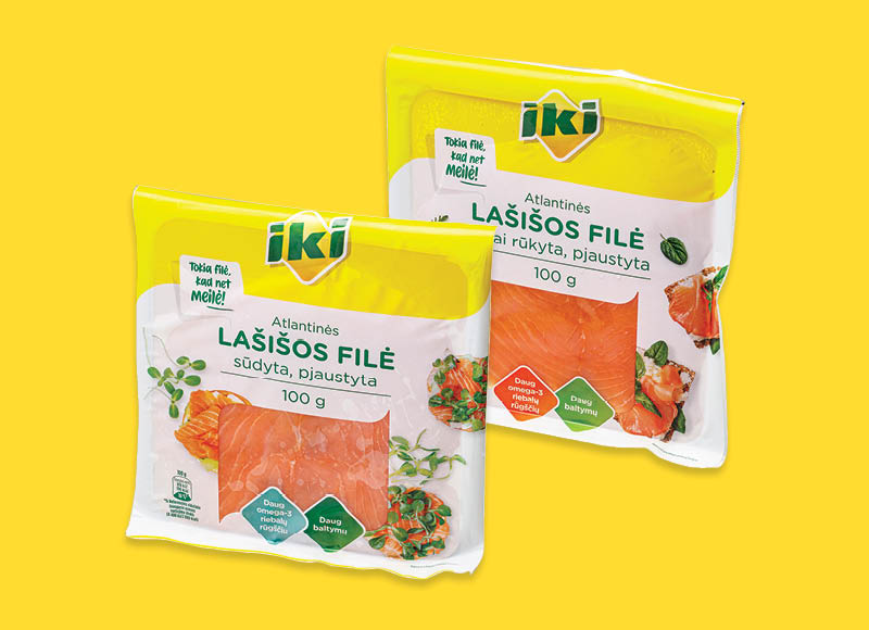 IKI sūdytai ar šaltai rūkytai atlantinei lašišos filė
,
100 g, 2 rūšių, 24,90 Eur/kg. Ir IKI EXPRESS IKI sūdytai ar šaltai rūkytai atlantinei lašišos filė
,
100 g, 2 rūšių, 24,90 Eur/kg. Ir IKI EXPRESS
