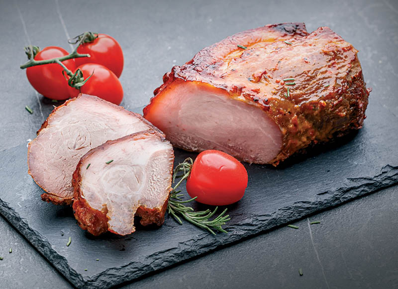 Keptam kaiulienos kumpiui su oda
			, 
				 (karštoje vitrinoje) 1 kg. A lygio parduotuvėse