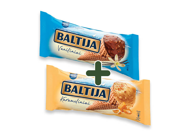 Valgomieji ledai vafliniame ragelyje BALTIJA
			, 
				 140 ml, 150 ml, 4 rūšių, 1,99 Eur/vnt. Ir IKI EXPRESS